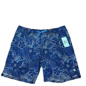 Laguna Swim Mens 2XL Floral Swim Trunks Quick Dry 7" Inseam Blue Relaxed Fit